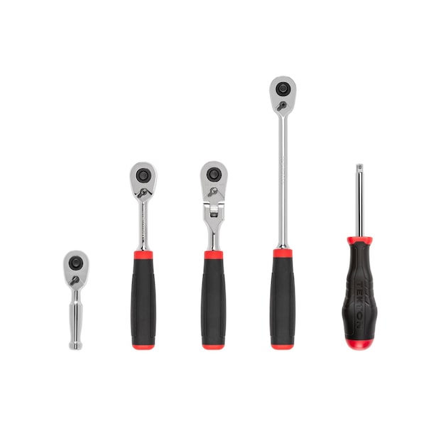 Tekton 1/4 Inch Drive Quick-Release Comfort Grip Ratchet and Spinner Handle Set (5-Piece) - SDR99008