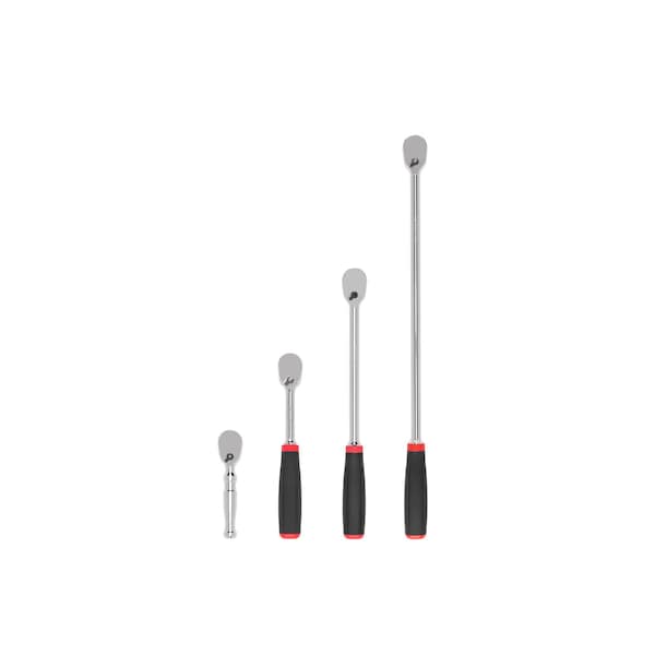 Tekton 3/8 Inch Drive Comfort Grip Ratchet Set, 4-Piece (4-1/2, 8, 12, 18 in.) - SRH91008