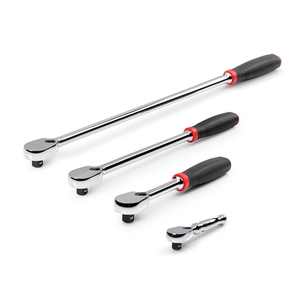 Tekton 3/8 Inch Drive Comfort Grip Ratchet Set, 4-Piece (4-1/2, 8, 12, 18 in.) - SRH91008