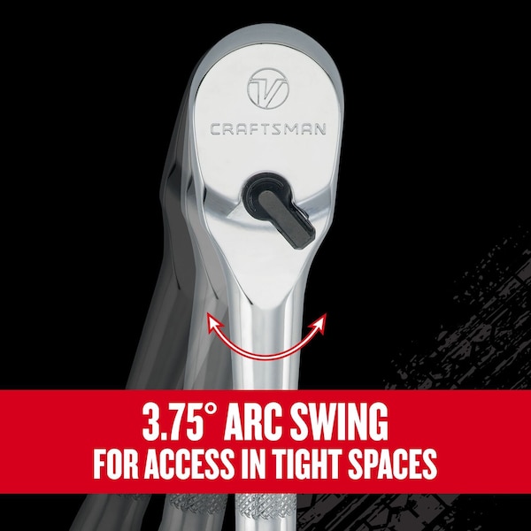 Craftsman 3/8-in Drive 96 Geared Teeth V-Series(TM) 3/8" Drive Ratchet, Polished chrome - CMMT86321V
