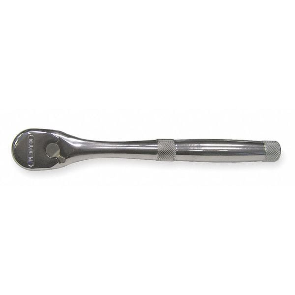Proto 1/4" Drive 45 Geared Teeth Pear Head Style Hand Ratchet, 5-5/8" L, Full Polish Finish - J4749XL