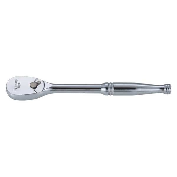 Westward 1/2" Drive 84 Geared Teeth Pear Head Style Hand Ratchet, 11" L, Chrome Finish - 53YV78