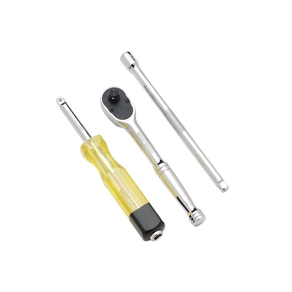 Westward 1/4" Drive 36 Geared Teeth Pear Head Style Hand Ratchet, 5-5/8" L, Chrome Finish - 4YP73
