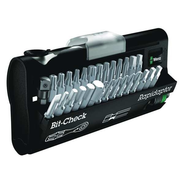 Wera 1/4" Drive 60 Geared Teeth Pear Head Style Socket Bit Set, 3-17/32" L, Chrome Finish - 05346293001