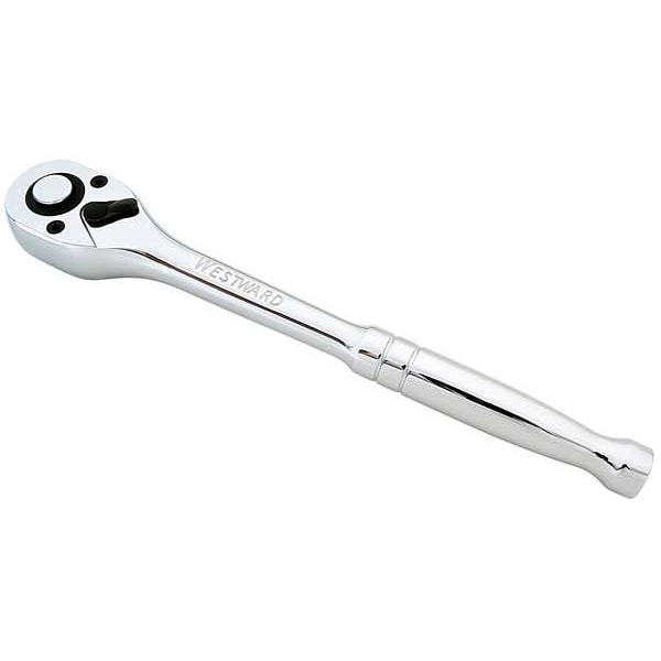 Westward 1/2 in Drive 72 Geared Teeth Pear Head Style Hand Ratchet, 10 in L, Chrome Finish - 4YP75