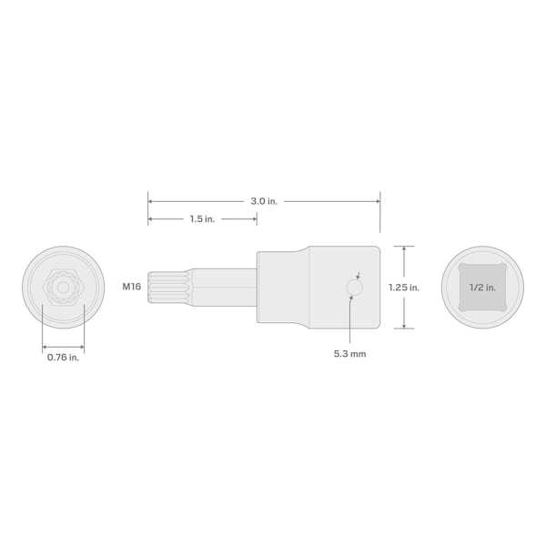 Tekton 1/2 Inch Drive x MT16 Tamper-Resistant Triple Square Impact Bit Socket - SIB29216