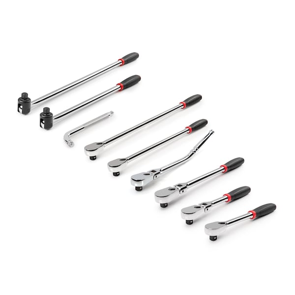 Tekton 1/2 Inch Drive Comfort Grip Ratchet, L-Handle, and Breaker Bar Set (9-Piece) - SDR99204