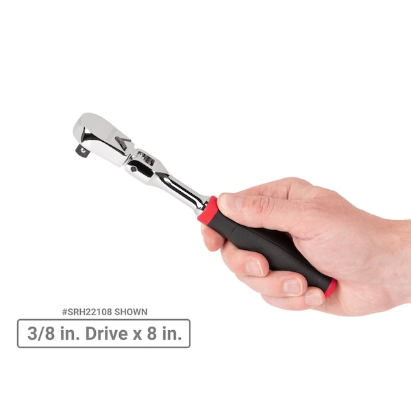 Tekton 3/8 Inch Drive Flex Head Comfort Grip Ratchet Set, 2-Piece (8, 12 in.) - SRH91202