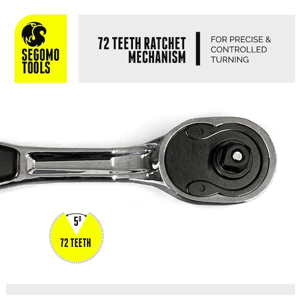 Segomo Tools 1/2 Inch Drive 72 Teeth Heavy Duty Offset Ratchet - ST1200-72