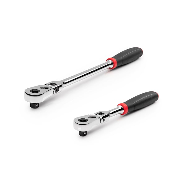 Tekton 3/8 Inch Drive Flex Head Quick-Release Comfort Grip Ratchet Set, 2-Piece (8, 12 in.) - SRH91302