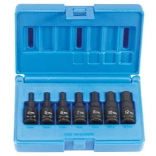 Grey Pneumatic Grey Pneumatic GRE1297MH .38in. Drive Metric Hex Driver Impact Socket Set - 7 Pieces - GRE1297MH