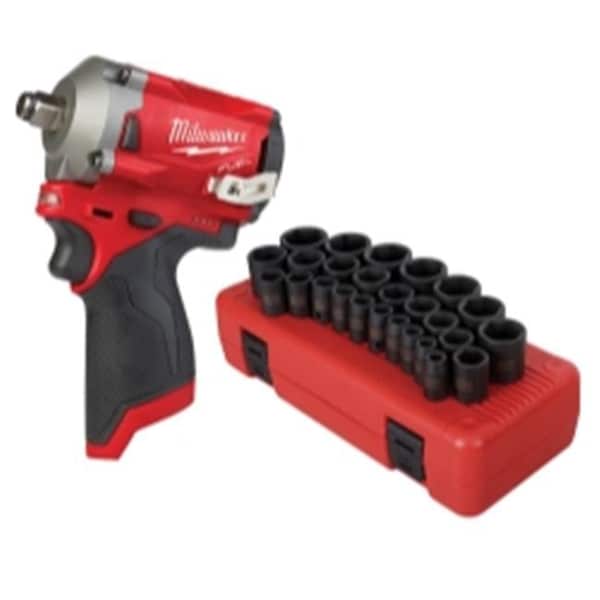 Sunex Sunex SUN2645-MLW2555 0.5 in. Milwaukee M12 Fuel Drive Stubby Impact with 0.5 in. Drive Metric Impact Socket Set - 26 Piece - SUN2645-MLW2555