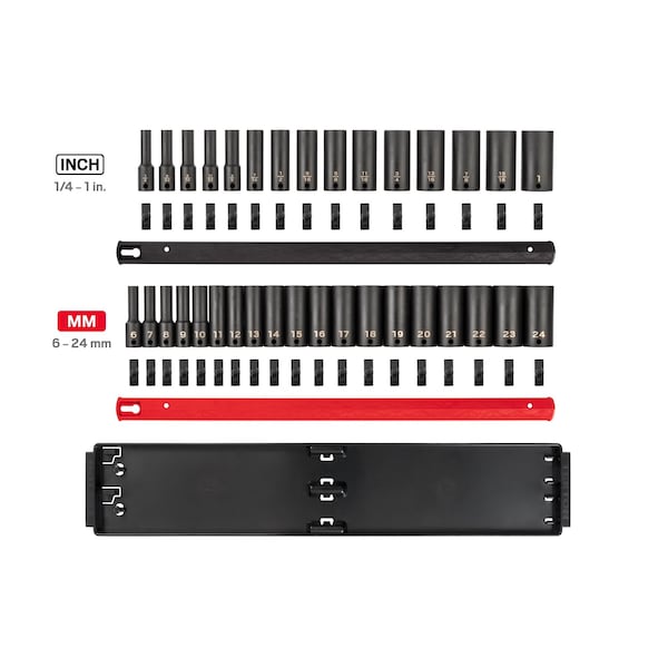 Tekton 3/8 in. Drive Deep 6-pt. Impact Socket Set, 34-pc. (1/4-1 in, 6-24 mm) - SID91203