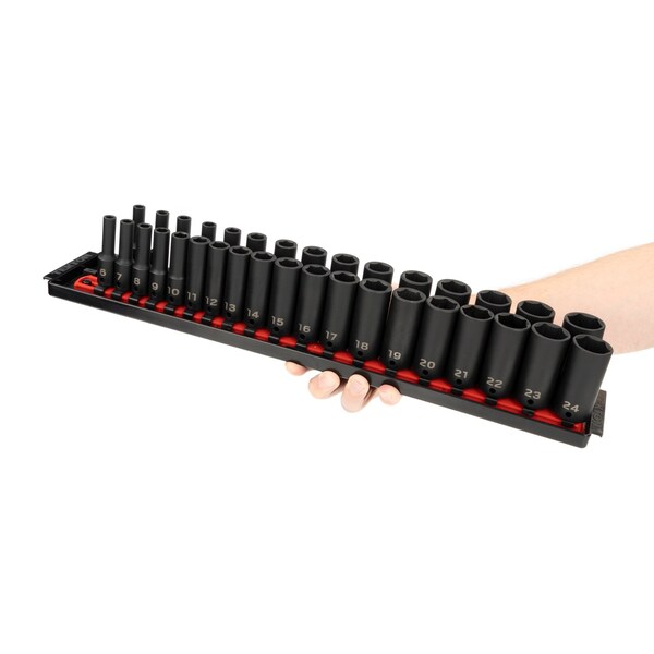Tekton 3/8 in. Drive Deep 6-pt. Impact Socket Set, 34-pc. (1/4-1 in, 6-24 mm) - SID91203