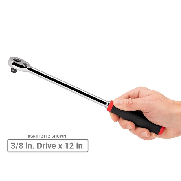 Tekton 1/4, 3/8, 1/2 Inch Drive Quick-Release Comfort Grip Long Ratchet Set, 3-Piece (9, 12, 18 in.) - SRH99124