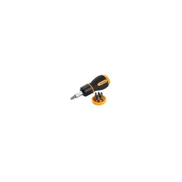 Tolsen 7-in-1 Ratcheting Driver Set CRV 1 Bits: 4, 5, 6, PH0, PH1, PH2, PH3 - 20033