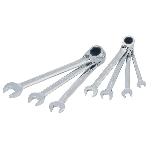 Craftsman Standard Wrenches, 7-pc Metric Reversible Ratchet, Polished Chrome - CMMT87023