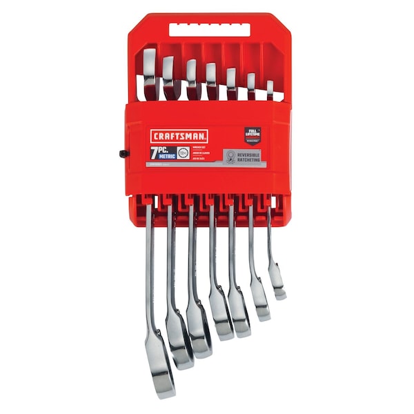 Craftsman Standard Wrenches, 7-pc Metric Reversible Ratchet, Polished Chrome - CMMT87023