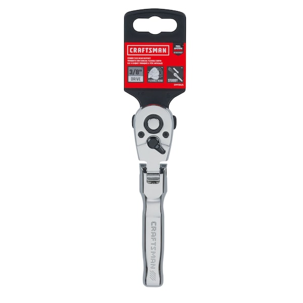 Craftsman 3/8-in Drive 72 Geared Teeth Ratchets, 3/8" Drive Stubby Flex Head, Full polish - CMMT99425