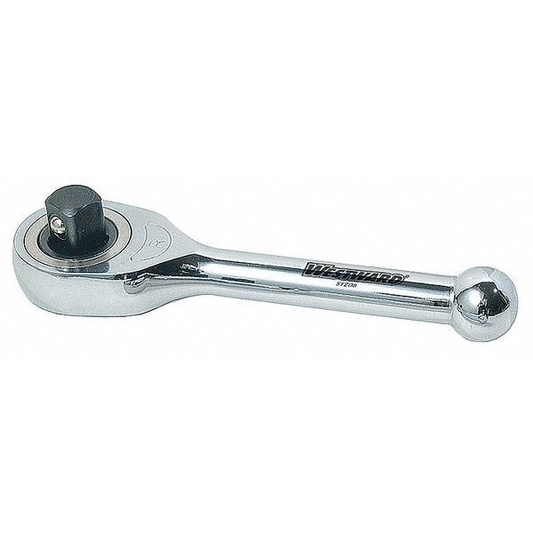 Westward 1/4", 3/8", 1/2" Drive 36 Geared Teeth Pear Hand Ratchet Set, Chrome - 5TZD2