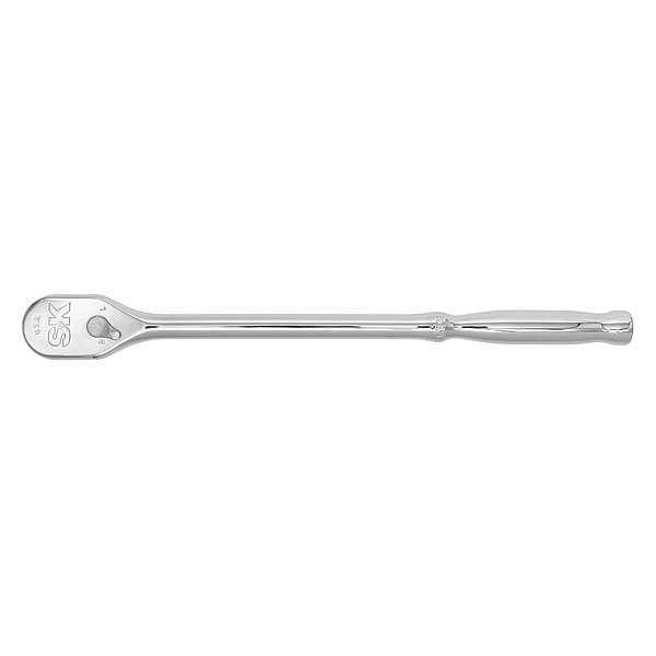 Sk Professional Tools 1/2" Drive 90 Geared Teeth Pear Head Style Hand Ratchet, 15" L, Chrome Finish - 80221