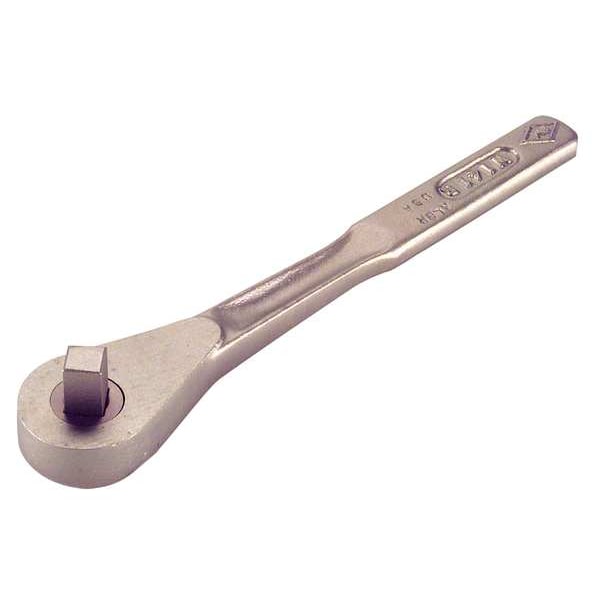 Ampco Safety Tools 1/2" Drive 12 Geared Teeth Pear Head Style Hand Ratchet, 10" L, Natural Finish - W-141-R