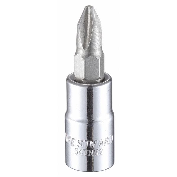 Westward 1/4 in Drive Phillips Socket Bit SAE #2 Tip, 1 1/2 in L - 54TN82