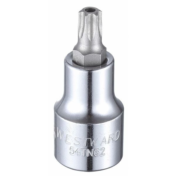 Westward 1/2 in Drive Tamper Resistant Torx(R) Socket Bit SAE T45 Tip, 2 1/4 in L - 54TN62