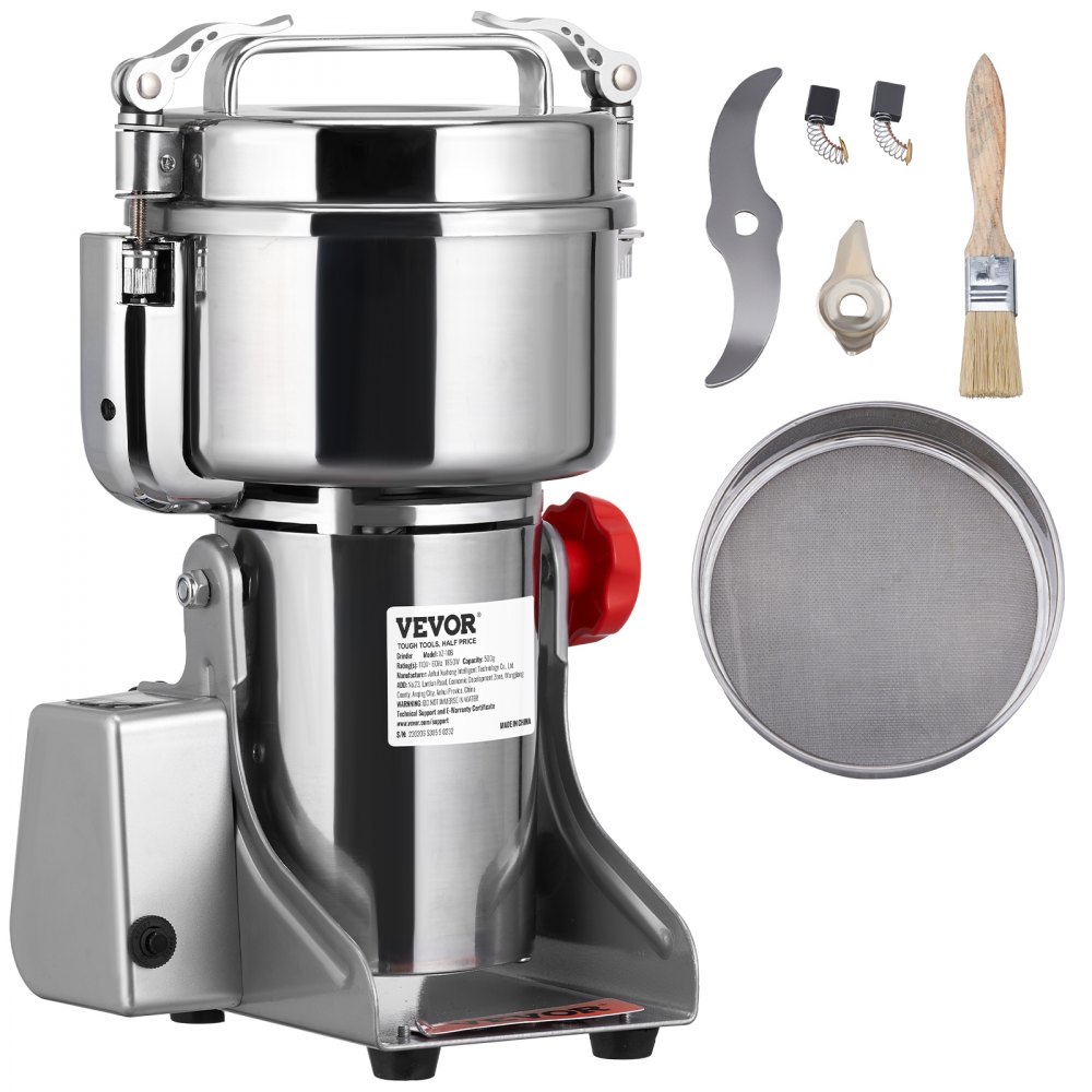 VEVOR 2500g Electric Grain Mill Grinder, 3750W High-Speed Commercial Spice Grinders, Stainless Steel Swing Type Pulverizer Powder Machine, for Spices Cereals Dry Grains Coffee Corn Pepper - DDD2500G3750WZAJKV1