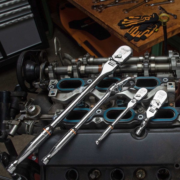 Gearwrench 4 Piece 1/4", 3/8" & 1/2" Drive 90-Tooth Flex Head Teardrop Ratchet Set - 81230T