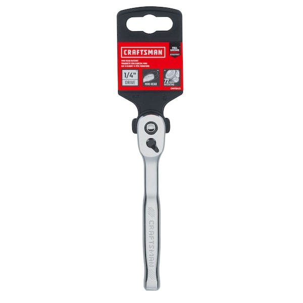 Craftsman 1/4-in Drive 72 Geared Teeth Ratchets, 1/4" DR Mini Head Ratchet, Full polish - CMMT99423