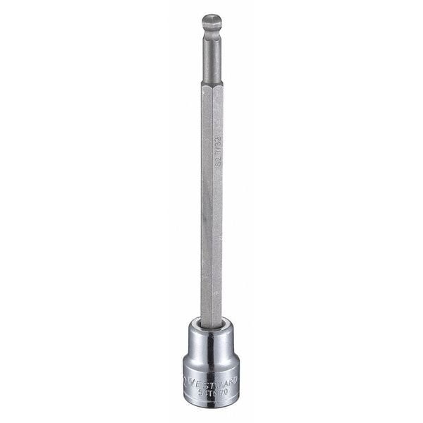 Westward 3/8 in Drive Ball Hex Socket Bit Metric 6 mm Tip, 4 13/16 in L - 54TM70