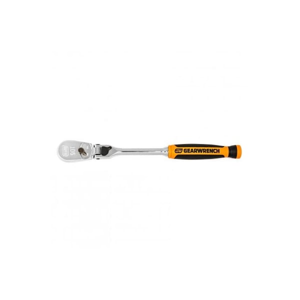 Apex Tool Group Gearwrench® 90 Tooth Dual Material Locking Flex Head Teardrop Ratchet with 1/4" Drive Tang, 8"L - 81016T