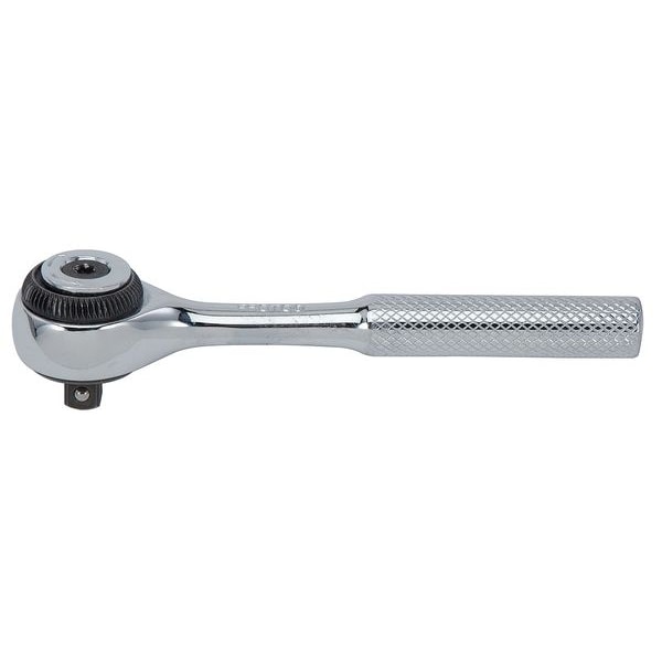 Proto 1/4" Drive 72 Geared Teeth Round Head Style Hand Ratchet, 4-1/2" L, Full Polish Finish - J4752F