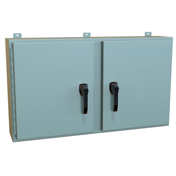 Hammond Steel Electrical Enclosures, 24 in H, 8 in D, 42 in W, NEMA 4, Hinged - HN4WM24428GY