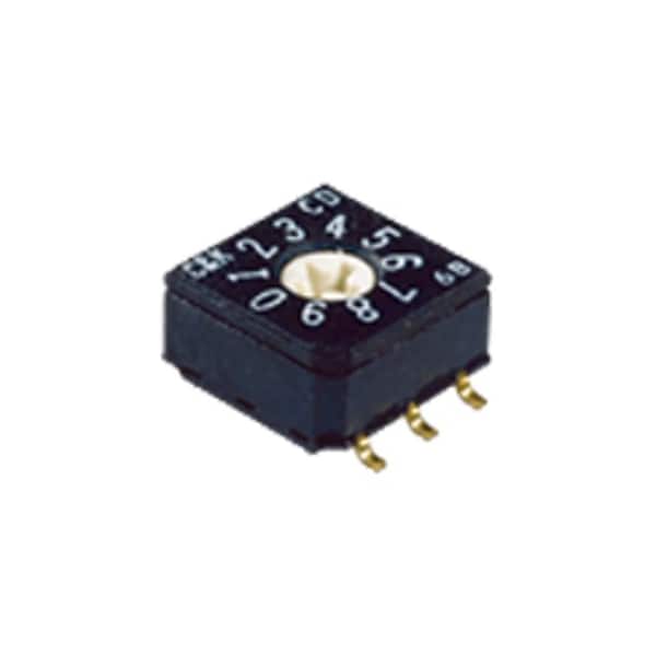 Componentes C&K Rotary Coded Switch, 10 Posiciones, Decimal Codificado en Binario, Trabado, 0.02 A, 20 Vcd, 6 Agujeros CB de PCB, - CD10RM0CB