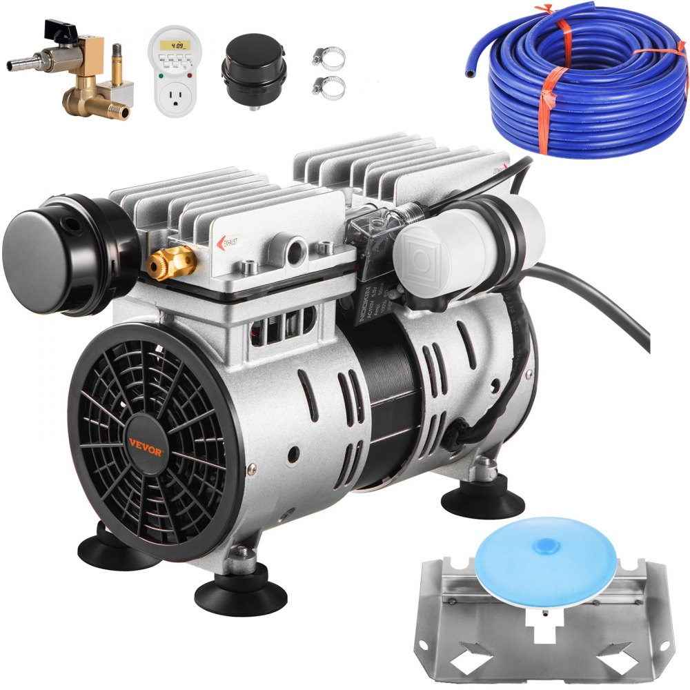 VEVOR Pond Aerator, 550W Power 5.2CFM for Up to 1 Acre 50' Lake Includes 3/4 HP 100' Weighted Tubing & Diffuser, Air Compressor for Deep Water Oxygen Circulation, 1 Diffuser, Black - SXPQJY370W471T196V1