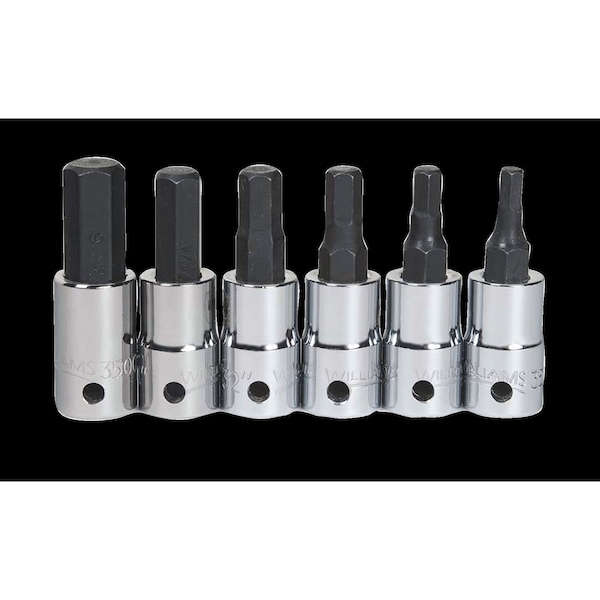 Williams 1/4" Dr, 7/32" Size, SAE Hex Bit Socket, 6 Pts, Overall Length: 1-13/32" - 35003-TH