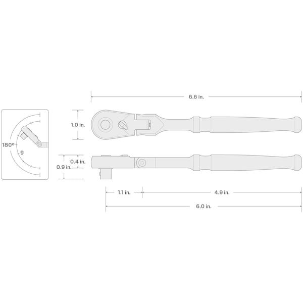 Tekton 3/8 Inch Drive x 6 Inch Flex Head Quick-Release Small Body Ratchet - SRH31506