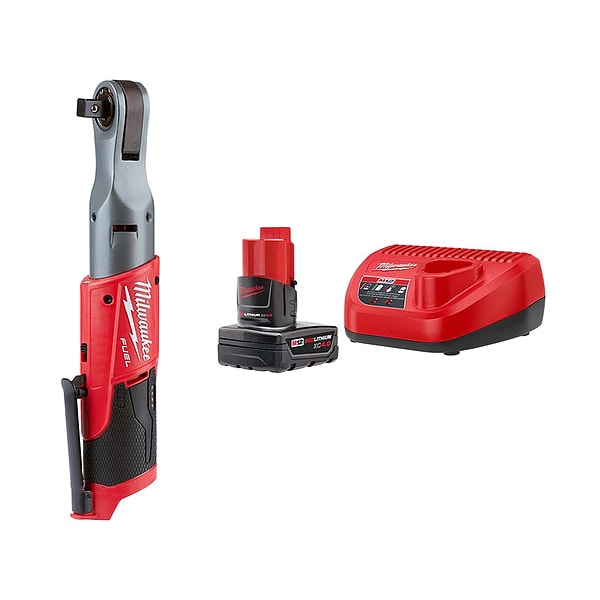 Milwaukee Tool Ratchet and Battery Kit - 2558-20, 48-59-2440