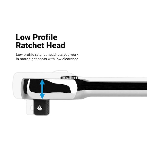 Capri Tools 3/8 in. Drive Fine 90-Tooth Extra Long Ratchet, Ergonomic Soft Grip - CP90S38L