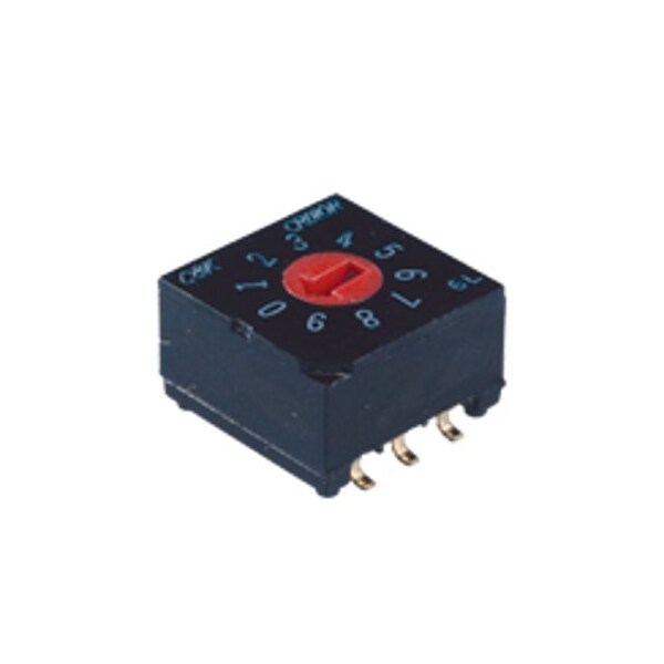 Componentes C&K Interruptor Codificado Rotativo, 16 Posiciones, Hexadecimal, Latch, 0.02A, 20Vdc, 6 Orificios de PCB, Soldadura - CRD16RM0AB