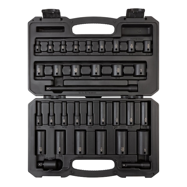 Tekton 3/8 Inch Drive 6-Point Impact Socket Set, 33-Piece (1/4-1 in.) - SID91400