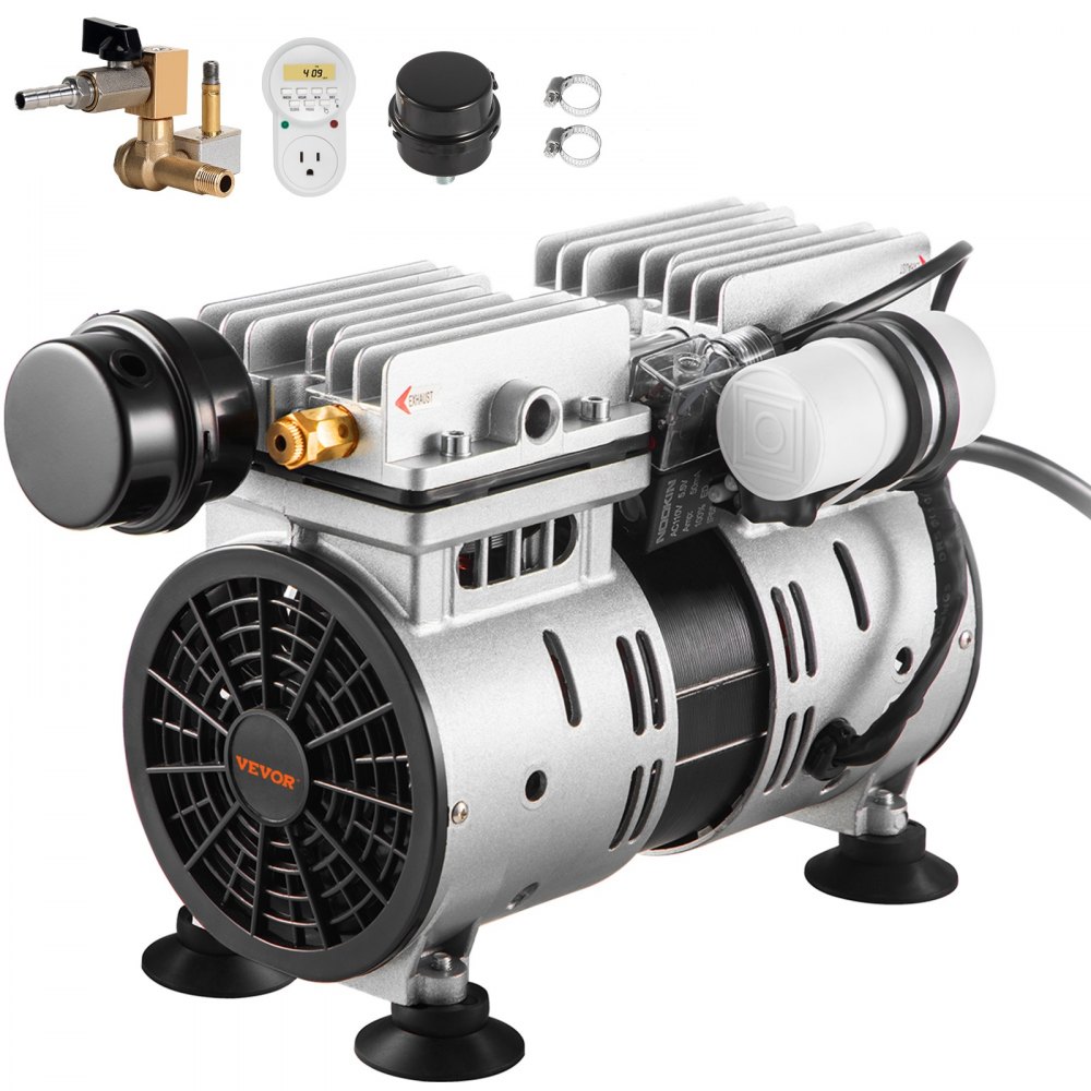 VEVOR Aerator, 550W Power 5.2CFM for Up to 3 Acre 50' Includes 3/4 HP Compressor & Timer & Valves, Air Compressor for Deep Water Oxygen Circulation, for Pond, Lake, No Diffuser, Black - SXPQJYW370W47QY9EV1
