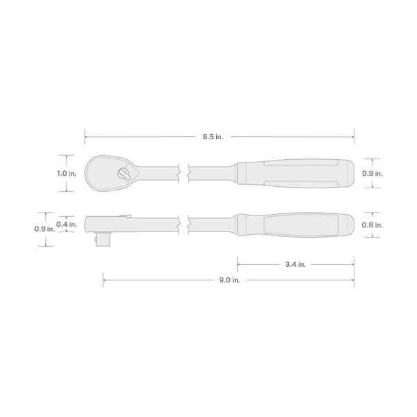Tekton 1/4 Inch Drive x 9 Inch Comfort Grip Long Ratchet - SRH02009