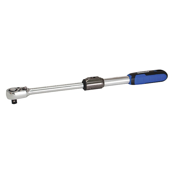 Westward 1/2" Drive 72 Geared Teeth Pear Head Style Hand Ratchet, 17-5/16" L, Chrome Finish - 55KE97