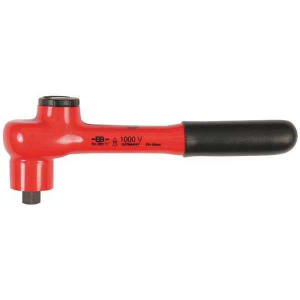 Wiha 3/8" Drive 72 Geared Teeth Pear Head Style Hand Ratchet, 190mm L, Insulated Finish - 12852