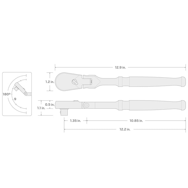 Tekton 3/8 Inch Drive x 12 Inch Flex Head Long Ratchet - SRH21112