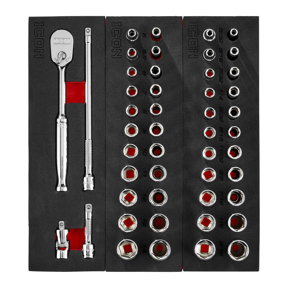 Juego de 48 piezas de puntas modulares para servicio general con unidades SAE y métricas de 1/4 de pulgada - 70311