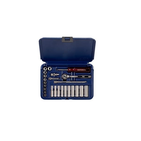 Wright Tool 1/4 in. Drive 25 Piece Blow Mold Case Set, 6 Point Standard Sockets 5/32 in., 1/2 in. - 223-MC